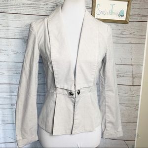 NWT WHBM light gray peplum velour blazer